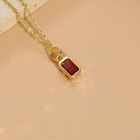 Elegant Classic Style Square Copper Plating Inlay Zircon 14k Gold Plated Pendant Necklace sku image 6