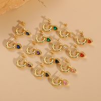 1 Pair Elegant Heart Shape Plating Inlay Copper Zircon 14k Gold Plated Ear Studs main image 8