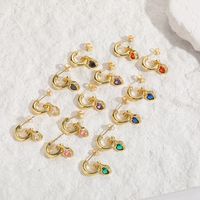 1 Pair Elegant Heart Shape Plating Inlay Copper Zircon 14k Gold Plated Ear Studs main image 6