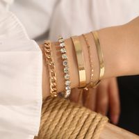 Simple Style Solid Color Alloy Iron Inlay Rhinestones Women's Bracelets sku image 1