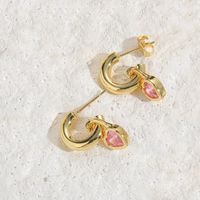 1 Pair Elegant Heart Shape Plating Inlay Copper Zircon 14k Gold Plated Ear Studs sku image 2