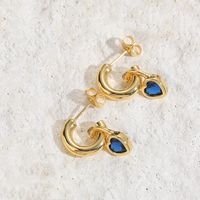 1 Pair Elegant Heart Shape Plating Inlay Copper Zircon 14k Gold Plated Ear Studs sku image 5