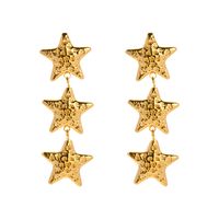 1 Pair Vintage Style Simple Style Pentagram Solid Color Plating Stainless Steel 18k Gold Plated Drop Earrings main image 2