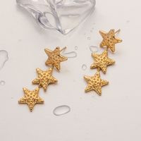 1 Pair Vintage Style Simple Style Pentagram Solid Color Plating Stainless Steel 18k Gold Plated Drop Earrings main image 4