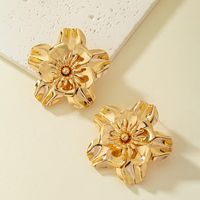 1 Pair Classical Flower Plating Alloy 14k Gold Plated Ear Studs main image 4