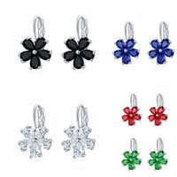 1 Pair Casual Flower Plating Inlay Copper Zircon Rhodium Plated Drop Earrings main image 5