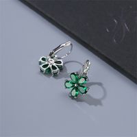 1 Pair Casual Flower Plating Inlay Copper Zircon Rhodium Plated Drop Earrings main image 1