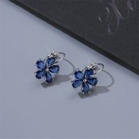 1 Pair Casual Flower Plating Inlay Copper Zircon Rhodium Plated Drop Earrings main image 2