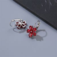 1 Pair Casual Flower Plating Inlay Copper Zircon Rhodium Plated Drop Earrings main image 3