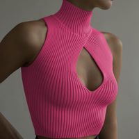 Women's Wrap Crop Top Tank Tops Ripped Fashion Solid Color main image 1