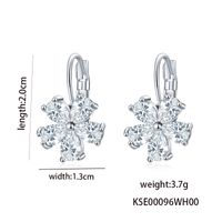 1 Pair Casual Flower Plating Inlay Copper Zircon Rhodium Plated Drop Earrings sku image 1