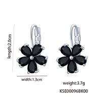 1 Pair Casual Flower Plating Inlay Copper Zircon Rhodium Plated Drop Earrings sku image 2