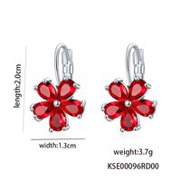 1 Pair Casual Flower Plating Inlay Copper Zircon Rhodium Plated Drop Earrings sku image 3
