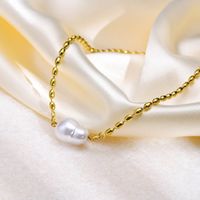 304 Stainless Steel 18K Gold Plated Casual Elegant Classic Style Plating Pearl Bracelets Necklace main image 5