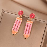 1 Paire Style Bcbg Crayon Impression Alliage Boucles D'oreilles main image 6