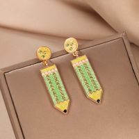 1 Pair Preppy Style Pencil Printing Alloy Drop Earrings main image 5