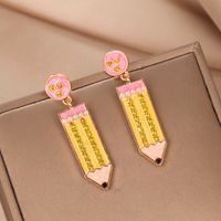 1 Pair Preppy Style Pencil Printing Alloy Drop Earrings main image 4