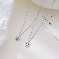 Simple Style Round Stainless Steel Plating Inlay Zircon White Gold Plated Gold Plated Pendant Necklace main image 4