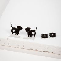 1 Pair Simple Style Dog Plating Stainless Steel 18k Gold Plated Ear Studs main image 4