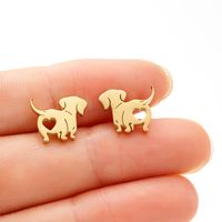 1 Pair Simple Style Dog Plating Stainless Steel 18k Gold Plated Ear Studs main image 1