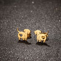 1 Pair Simple Style Dog Plating Stainless Steel 18k Gold Plated Ear Studs main image 3