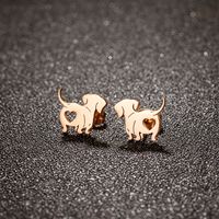 1 Pair Simple Style Dog Plating Stainless Steel 18k Gold Plated Ear Studs main image 2