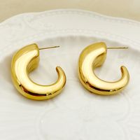 1 Pair Simple Style Commute Horns Plating 304 Stainless Steel Gold Plated Ear Studs main image 4