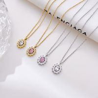 Simple Style Sun Stainless Steel White Gold Plated Gold Plated Zircon Pendant Necklace In Bulk main image 1
