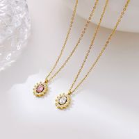 Simple Style Sun Stainless Steel White Gold Plated Gold Plated Zircon Pendant Necklace In Bulk main image 4
