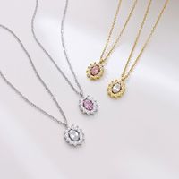 Simple Style Sun Stainless Steel White Gold Plated Gold Plated Zircon Pendant Necklace In Bulk main image 3