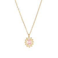 Simple Style Sun Stainless Steel White Gold Plated Gold Plated Zircon Pendant Necklace In Bulk sku image 2