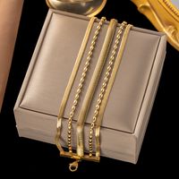 Simple Style Solid Color Titanium Steel 18k Gold Plated Bracelets In Bulk main image 5