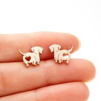1 Pair Simple Style Dog Plating Stainless Steel 18k Gold Plated Ear Studs sku image 2