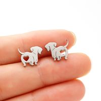 1 Pair Simple Style Dog Plating Stainless Steel 18k Gold Plated Ear Studs sku image 1