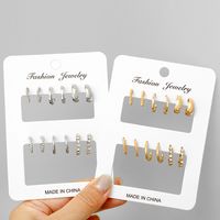 1 Set Simple Style Solid Color Inlay Alloy Rhinestones Earrings main image 1