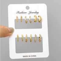 1 Set Simple Style Solid Color Inlay Alloy Rhinestones Earrings main image 4
