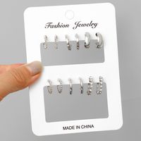 1 Set Simple Style Solid Color Inlay Alloy Rhinestones Earrings sku image 1