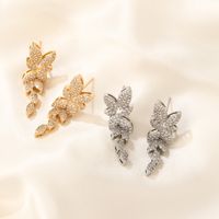 1 Pair Elegant Shiny Flower Plating Inlay Copper Zircon K Gold Plated Rhodium Plated Ear Studs main image 4
