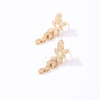 1 Pair Elegant Shiny Flower Plating Inlay Copper Zircon K Gold Plated Rhodium Plated Ear Studs main image 3
