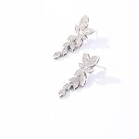 1 Pair Elegant Shiny Flower Plating Inlay Copper Zircon K Gold Plated Rhodium Plated Ear Studs main image 2