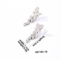 1 Pair Elegant Shiny Flower Plating Inlay Copper Zircon K Gold Plated Rhodium Plated Ear Studs sku image 2