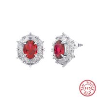 1 Pair Simple Style Geometric Polishing Plating Inlay Sterling Silver Zircon White Gold Plated Ear Studs sku image 1