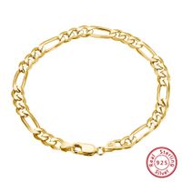 Simple Style Solid Color Sterling Silver Asymmetrical Rhinestones 18k Gold Plated Rhodium Plated Silver Plated Bracelets sku image 1