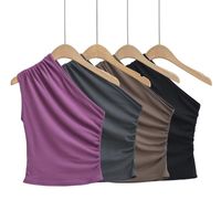 Women's Vest Tank Tops Pleated Sexy Solid Color main image 1
