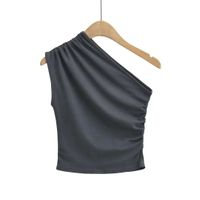 Women's Vest Tank Tops Pleated Sexy Solid Color main image 3
