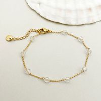 Vintage Style Simple Style Solid Color 304 Stainless Steel Gold Plated Crystal Bracelets In Bulk sku image 1