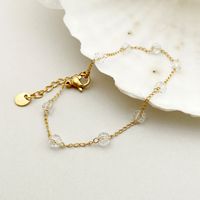 Vintage Style Simple Style Solid Color 304 Stainless Steel Gold Plated Crystal Bracelets In Bulk main image 3