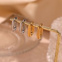 1 Paar Einfacher Stil Einfarbig Überzug Rostfreier Stahl 18 Karat Vergoldet Ohrringe main image 3