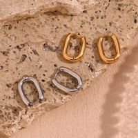 1 Paar Einfacher Stil Einfarbig Überzug Rostfreier Stahl 18 Karat Vergoldet Ohrringe main image 4