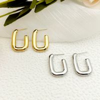 1 Pair Simple Style U Shape Enamel Plating 304 Stainless Steel 14K Gold Plated Ear Studs main image 3